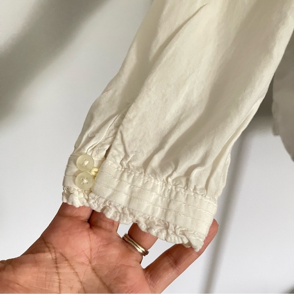 Anthropologie Birds of Paradis by Trovata White button shirt Small preowned - Picture 3 of 5